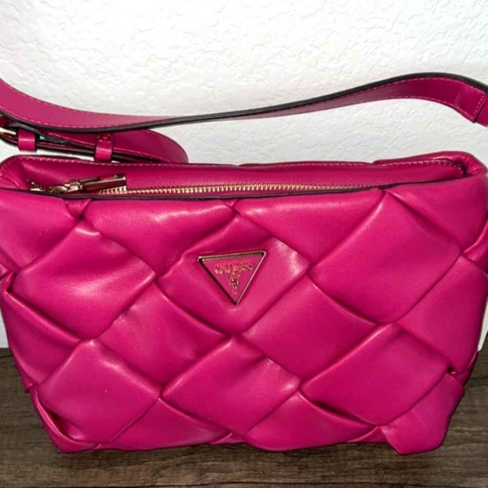 EUC Guess Zaina Quilted Crossbody in Boysenberry - Picture 2 of 7